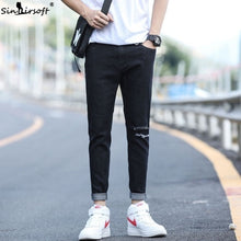 Load image into Gallery viewer, High Quality Denim Ripped Hole Harem Pants Men Skinny Letter Print Streetwear Ankle-Length Jeans Trousers 2019 Summer Hot - ErozgarBatch07135
