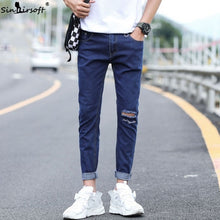 Load image into Gallery viewer, High Quality Denim Ripped Hole Harem Pants Men Skinny Letter Print Streetwear Ankle-Length Jeans Trousers 2019 Summer Hot - ErozgarBatch07135
