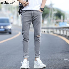 Load image into Gallery viewer, High Quality Denim Ripped Hole Harem Pants Men Skinny Letter Print Streetwear Ankle-Length Jeans Trousers 2019 Summer Hot - ErozgarBatch07135