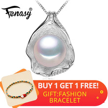 Load image into Gallery viewer, FENASY 925 Sterling Silver Natural Freshwater Pearl Necklace Pendant Shell Design Fashion Pearl Jewelry Necklace For Women New - ErozgarBatch07135