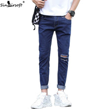 Load image into Gallery viewer, High Quality Denim Ripped Hole Harem Pants Men Skinny Letter Print Streetwear Ankle-Length Jeans Trousers 2019 Summer Hot - ErozgarBatch07135