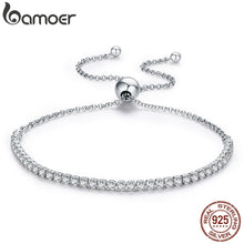 Load image into Gallery viewer, BAMOER Featured Brand DEALS 925 Sterling Silver Sparkling Strand Bracelet Women Link Tennis Bracelet Silver Jewelry SCB029 - ErozgarBatch07135