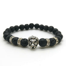 Load image into Gallery viewer, Cute Bear Brand Antique Gold Lion Head Men Bracelet Matte Volcano Lava Stone Bracelet Women Men Fashion Bracelet Jewelry Animal - ErozgarBatch07135