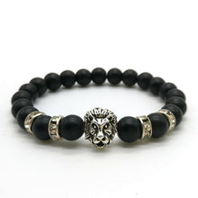 Load image into Gallery viewer, Cute Bear Brand Antique Gold Lion Head Men Bracelet Matte Volcano Lava Stone Bracelet Women Men Fashion Bracelet Jewelry Animal - ErozgarBatch07135
