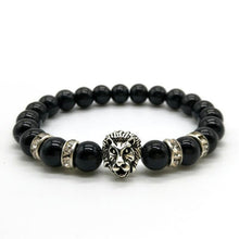 Load image into Gallery viewer, Cute Bear Brand Antique Gold Lion Head Men Bracelet Matte Volcano Lava Stone Bracelet Women Men Fashion Bracelet Jewelry Animal - ErozgarBatch07135