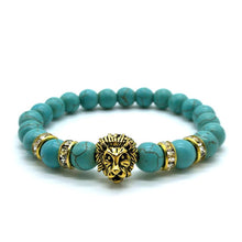 Load image into Gallery viewer, Cute Bear Brand Antique Gold Lion Head Men Bracelet Matte Volcano Lava Stone Bracelet Women Men Fashion Bracelet Jewelry Animal - ErozgarBatch07135