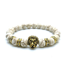 Load image into Gallery viewer, Cute Bear Brand Antique Gold Lion Head Men Bracelet Matte Volcano Lava Stone Bracelet Women Men Fashion Bracelet Jewelry Animal - ErozgarBatch07135