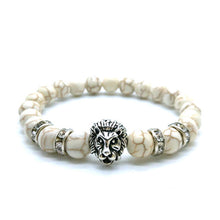 Load image into Gallery viewer, Cute Bear Brand Antique Gold Lion Head Men Bracelet Matte Volcano Lava Stone Bracelet Women Men Fashion Bracelet Jewelry Animal - ErozgarBatch07135