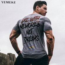 Load image into Gallery viewer, YEMEKE New Men Short Sleeve Cotton t-shirt Summer Casual Fashion Gyms Fitness Bodybuilding T shirt Male Slim Tees Tops Clothing - ErozgarBatch07135